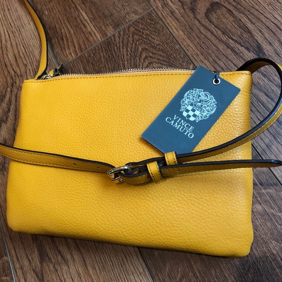 SOLD Vince Camuto Leather Crossbody Bag Canary - Picture 2 of 8